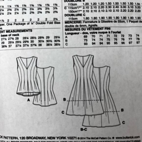 Butterick B6025 Sewing Pattern sleeveless pleated dress tunic size 8-16 - Picture 6 of 6